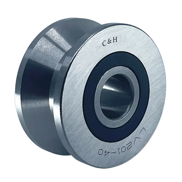Track rollers with V groove profiled outer ring
