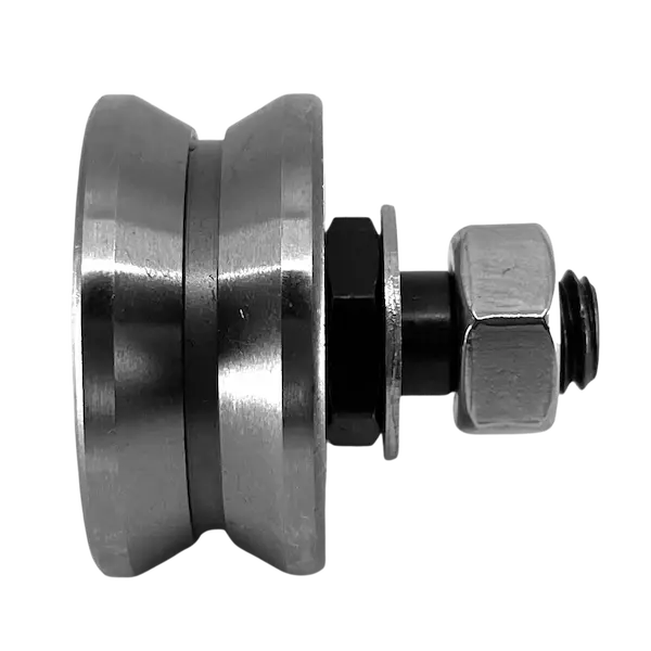 Integral studded V guide wheel and track roller