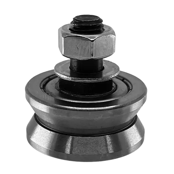 Integral studded V guide wheel and track roller